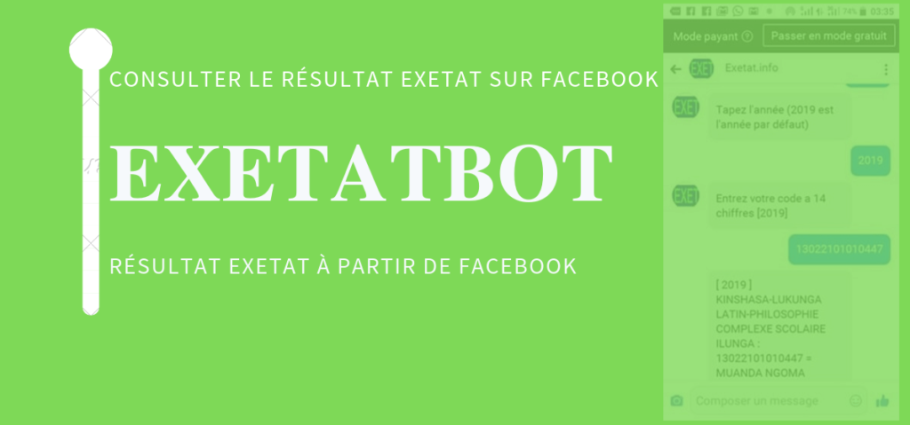 Vérifier résultats des EXETAT sur Facebook : Exetatbot