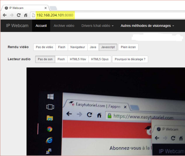 11 ip webcam navigateur 196 168