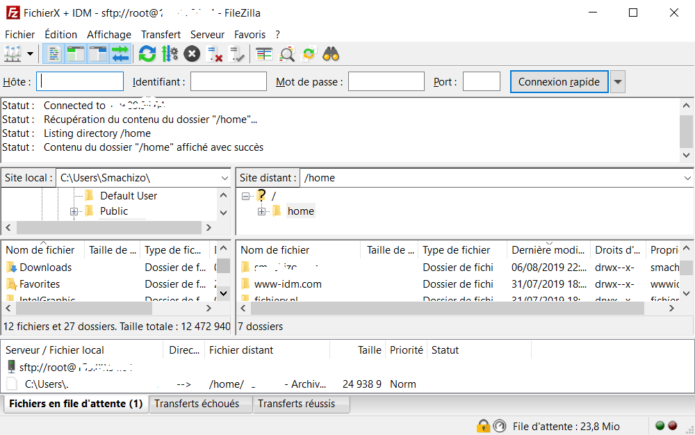 Upload Fichier avec FileZilla