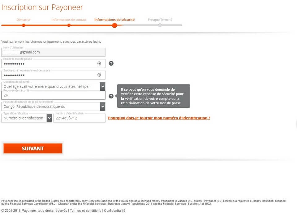 inscription payoneer en cours 3 Comment ouvrir un compte Payoneer en Afrique + 25$ gratuit