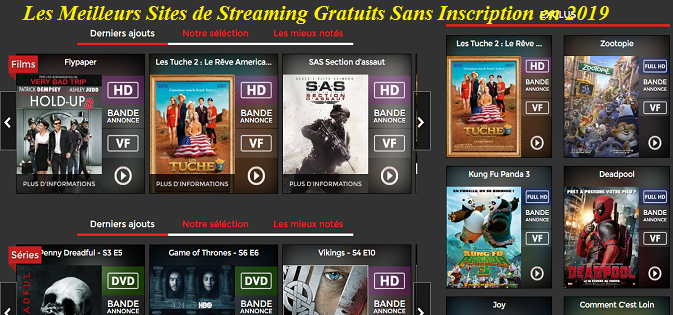 Les Meilleurs sites de Streaming gratuits sans inscription