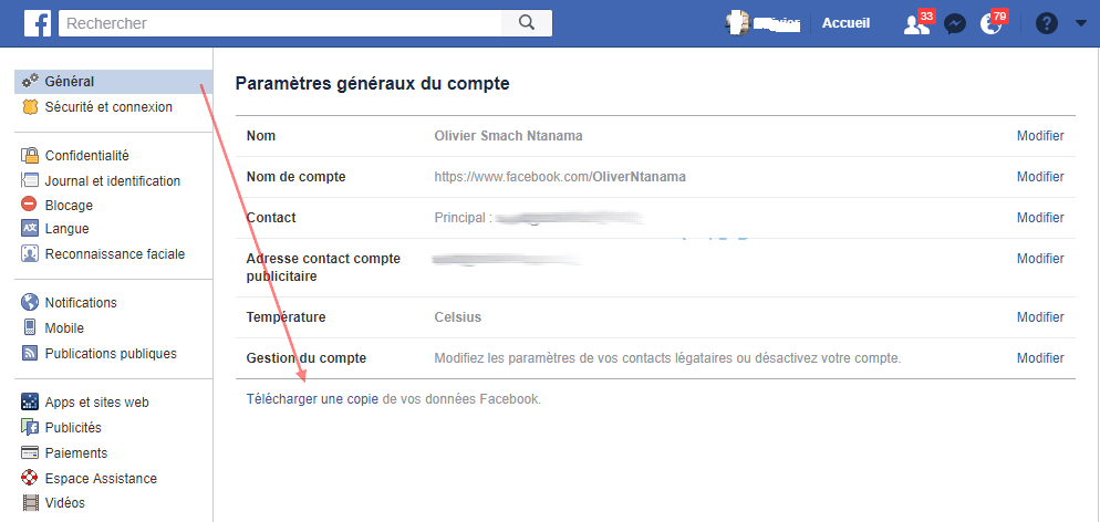 Parametres Facebook Comment télécharger une copie des données que Facebook sait sur vous