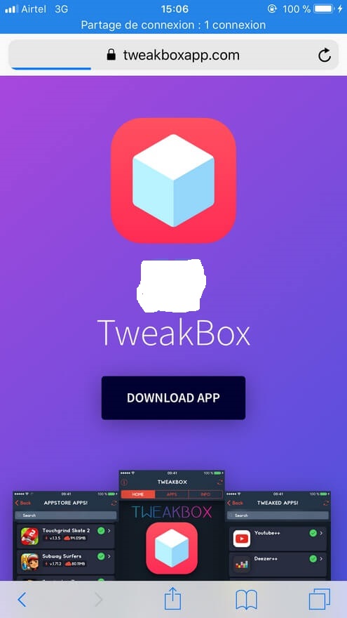 Tweakboxapp dans Safari 