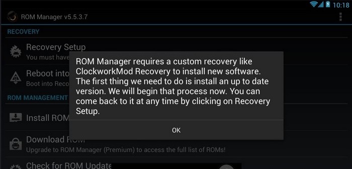 Lancer Rom Manager Comment installer le custom recovery CWM sur tout Android facilement