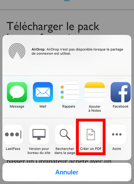 Creer un PDF dans Safari Enregistrer une page web au format PDF sur iPhone dans iOS 11