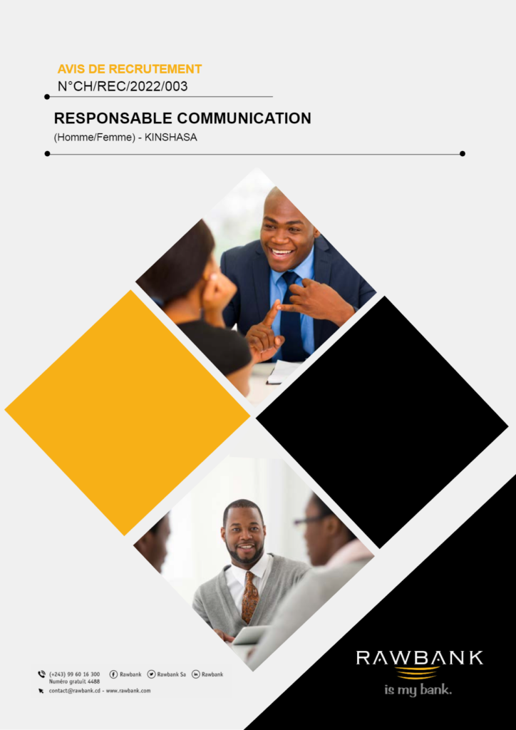 RAWBANK : Responsable communication à Kinshasa
