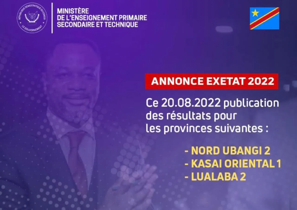 Lancement de la publication des résultats EXETAT 2022 de 6 provinces éducationnelles par l'ACP ce 22 Août 2022